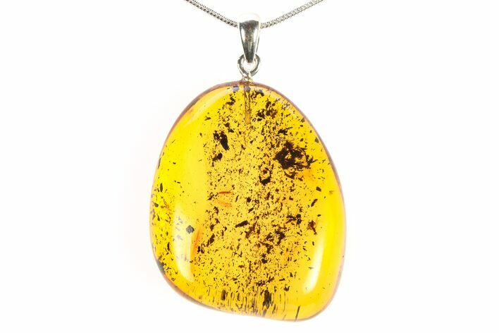 Polished Baltic Amber Pendant (Necklace) - Contains Plant Debris! #297656